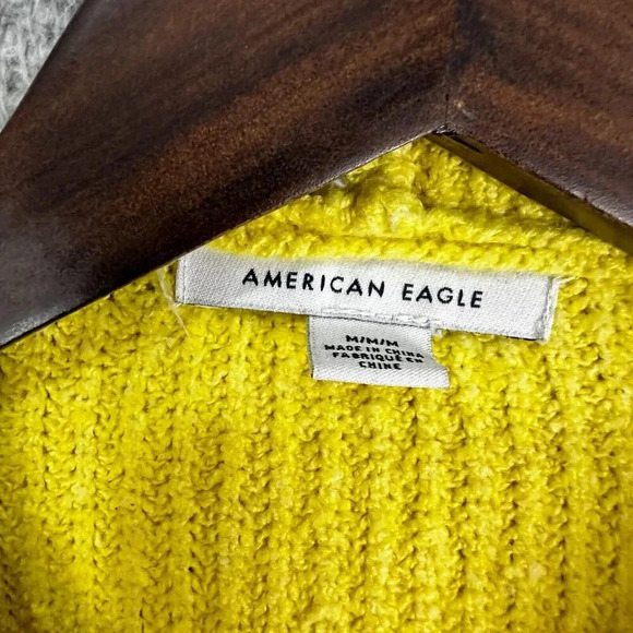 American Eagle Sweater Womens Medium Yellow Hoodie Pullover Tie Waist Oversized - Picture 2 of 6